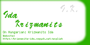 ida krizmanits business card